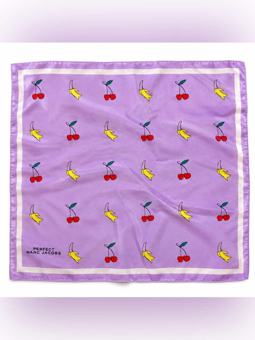 Perfect Marc Jacobs Purple Cherry Banana Print Bandana Scarf Y2K GWP Novelty